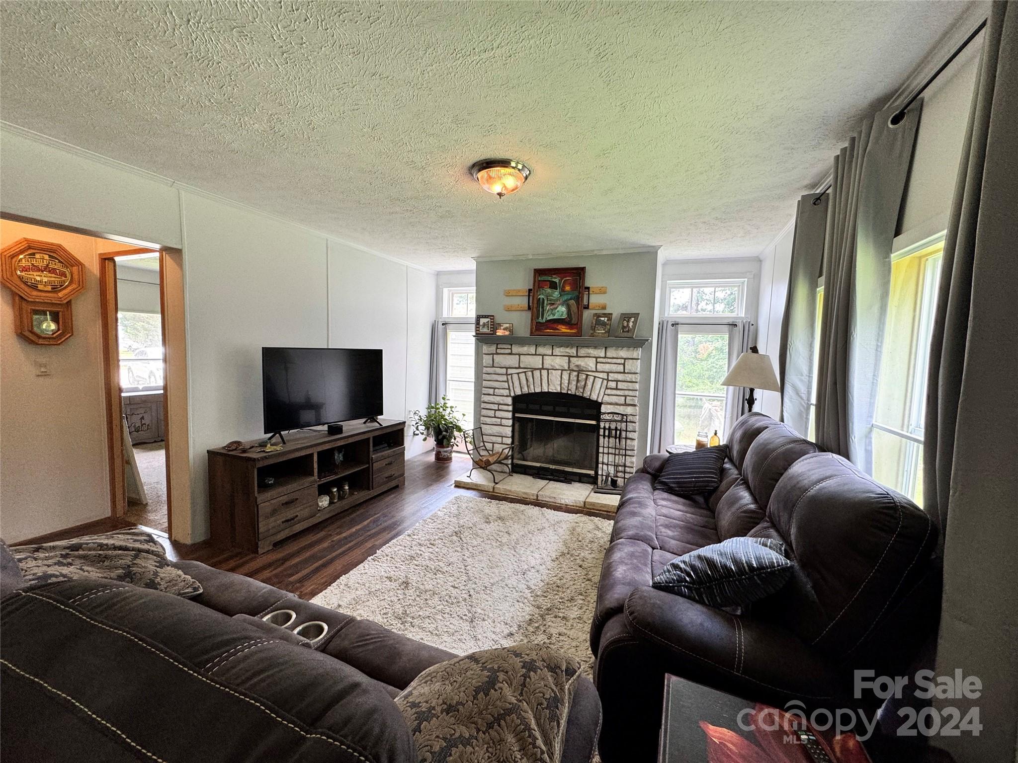 790 Langley Road Lancaster, SC 29720 - Photo 18 of 36 a living room with furniture a flat screen tv and a fireplace