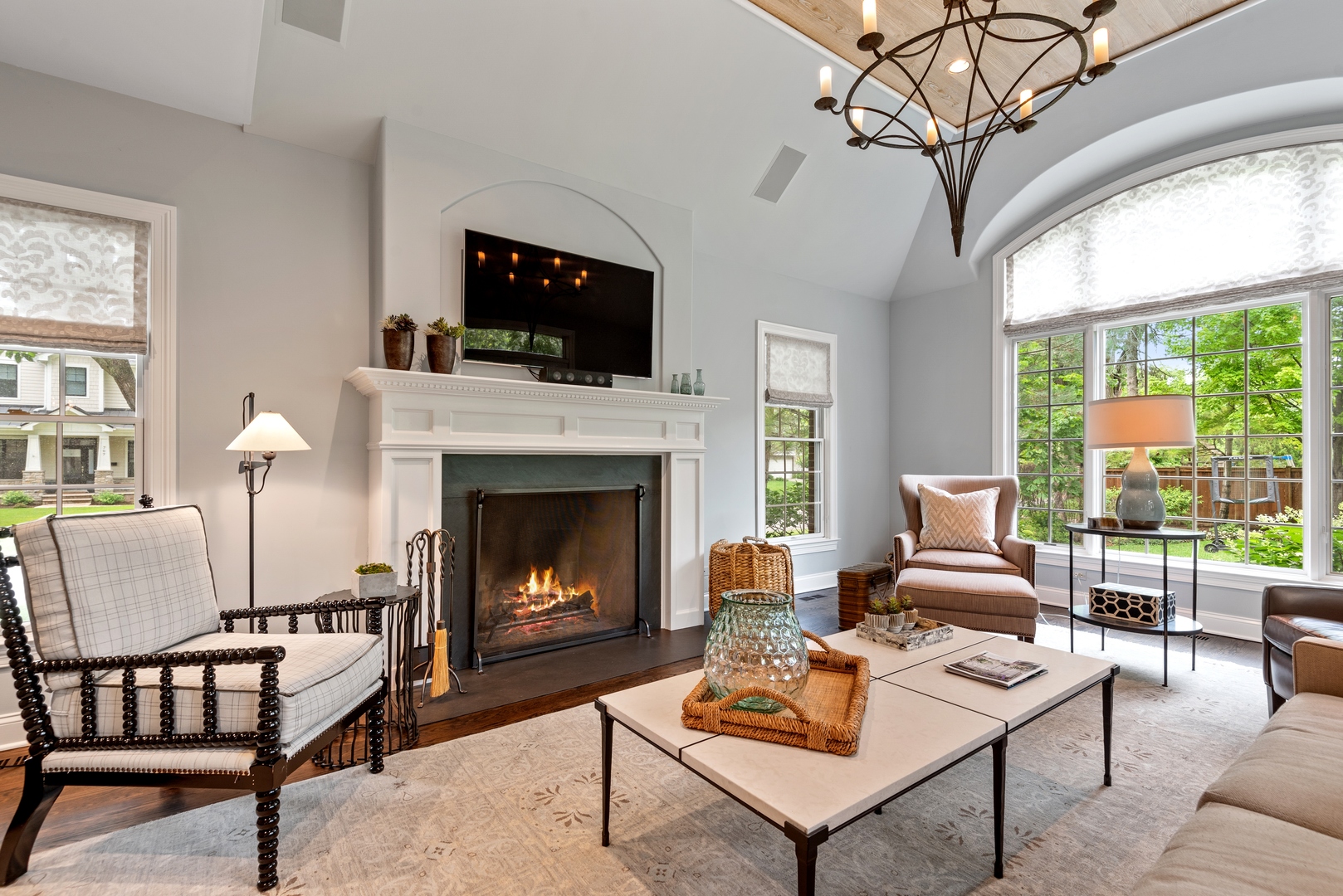 700 Harvard Street Wilmette, IL 60091 - Photo 17 of 50 a living room with furniture a flat screen tv and a fireplace