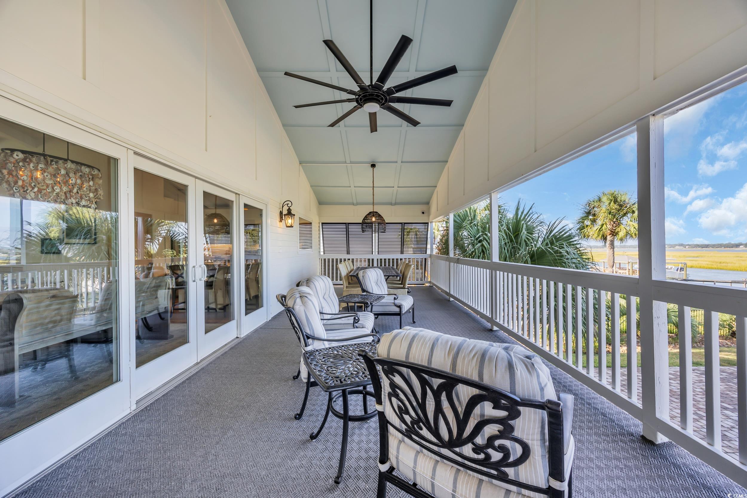 1332 South Waccamaw Drive Murrells Inlet, SC 29576 - Photo 14 of 39 View of patio / terrace featuring a ceiling fan, french doors, and an outdoor living space