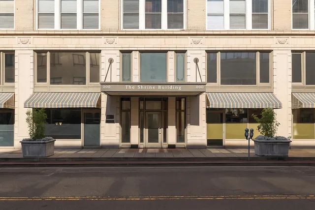 a view of a building with a window