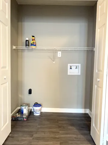 a view of dining room with wooden floor