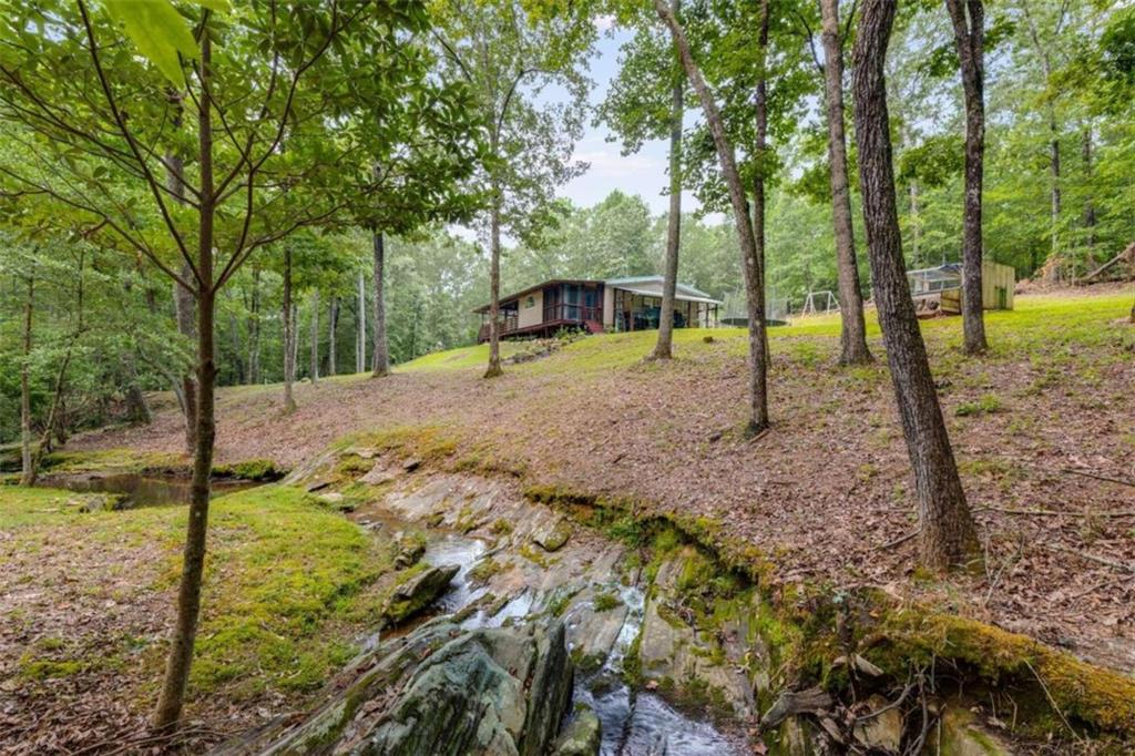 a backyard of a house with lots of green space