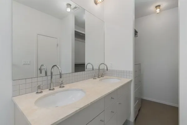 a view of small space with racks on the wall
