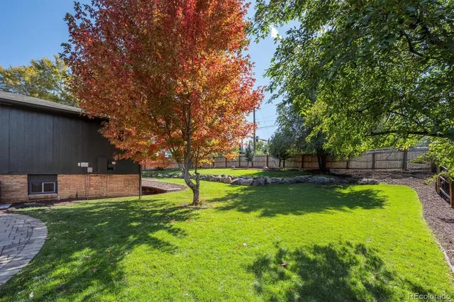 a view of a backyard with a small cabin