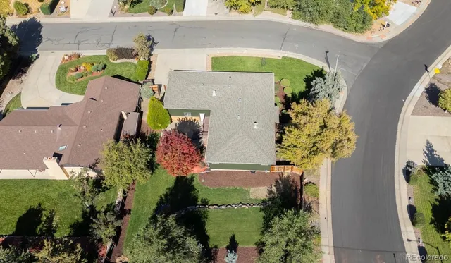an aerial view of a house
