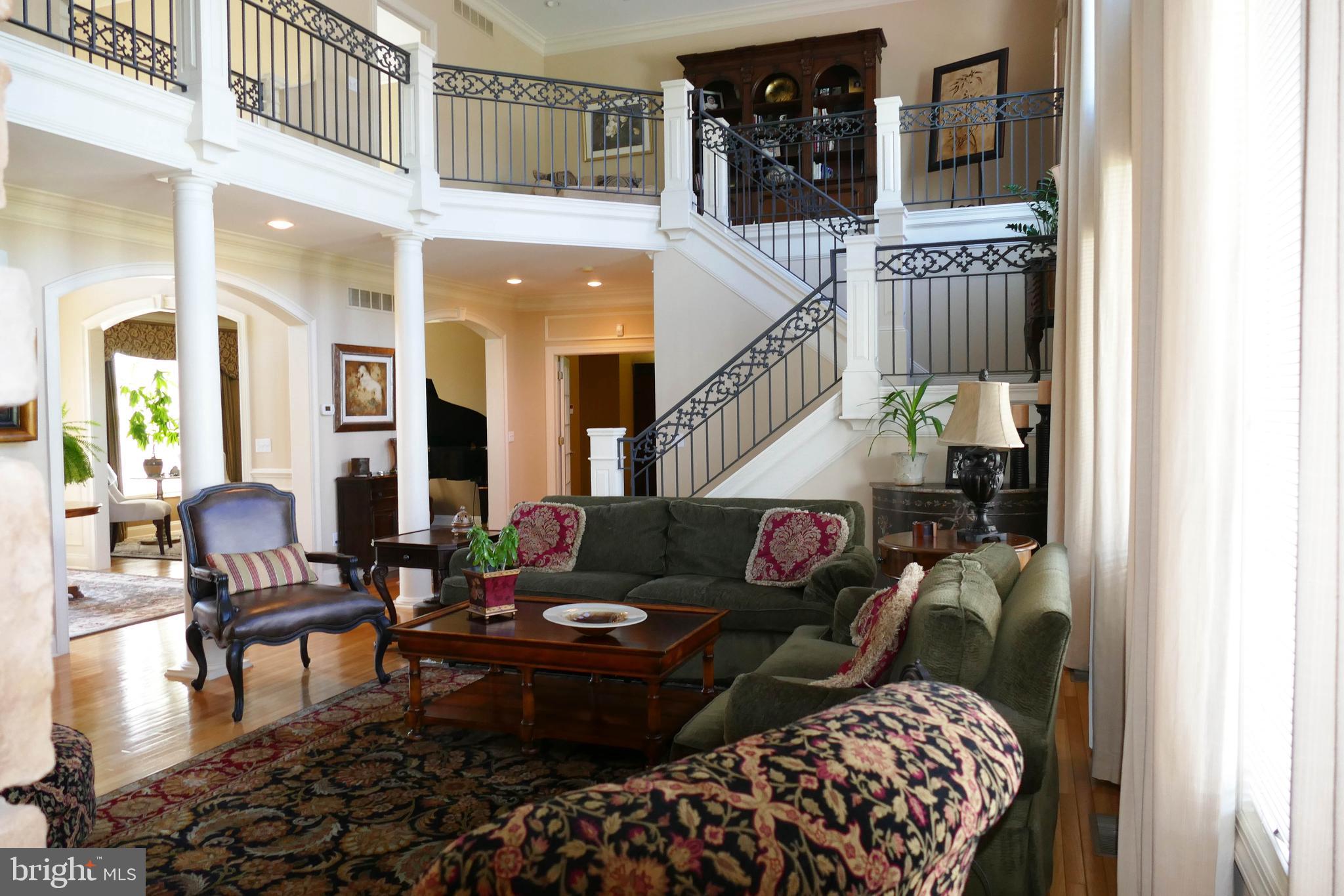 Two story living room