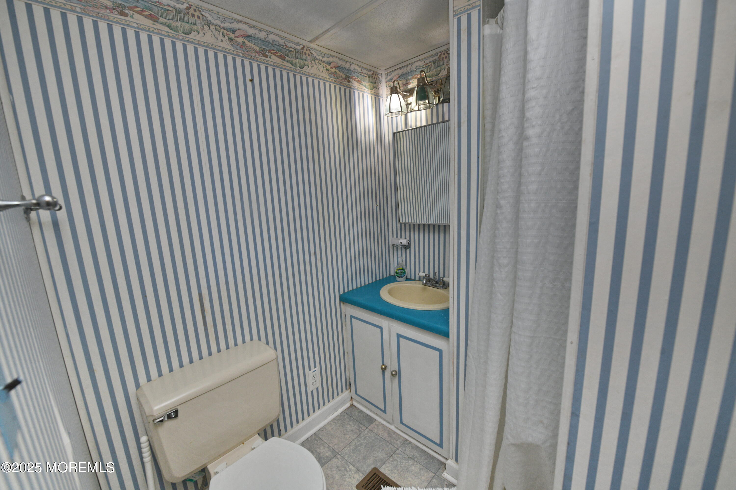 35 Judith Way Jackson, NJ 08527 - Photo 17 of 20 a bathroom with a sink a toilet and shower curtain