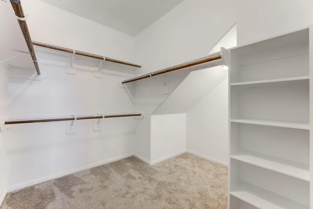 a view of an empty walk in closet