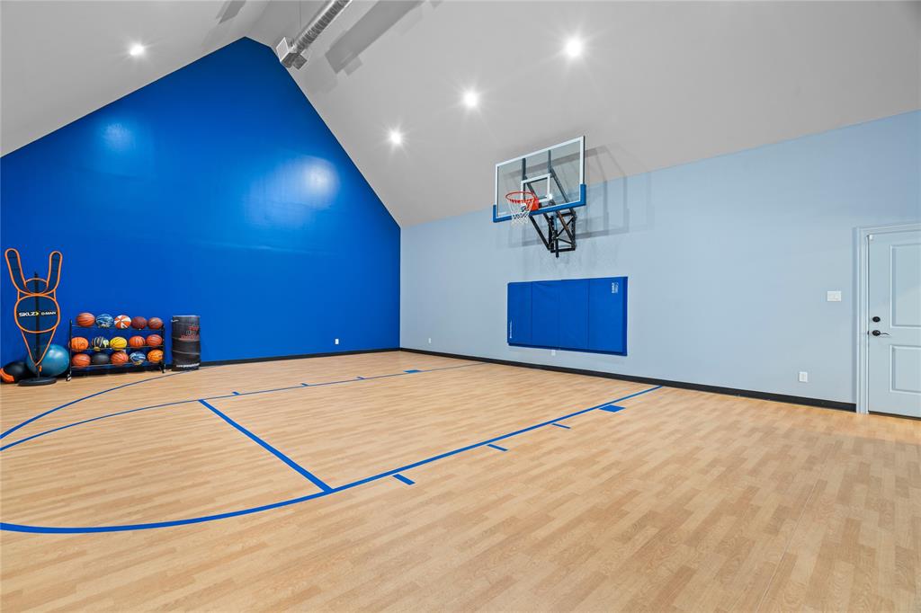 a room with gym equipment