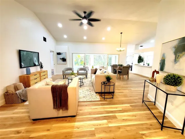 a living room with furniture