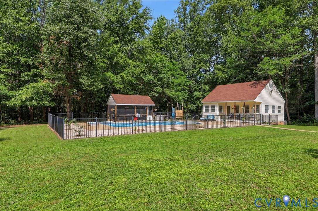 1375 Gills Road Powhatan, VA 23139 - Photo 6 of 48 Fenced in-ground pool with screened porch, outdoor