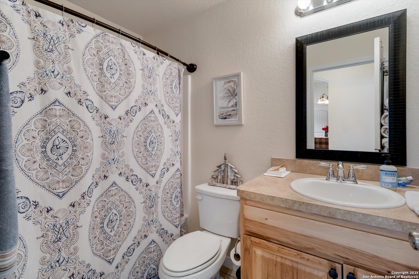 6016 Apache Moon Spring Branch, TX 78070 - Photo 19 of 32 a bathroom with a toilet sink and mirror