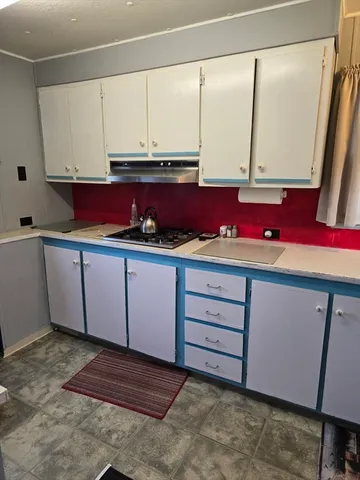 a kitchen with a sink and cabinets