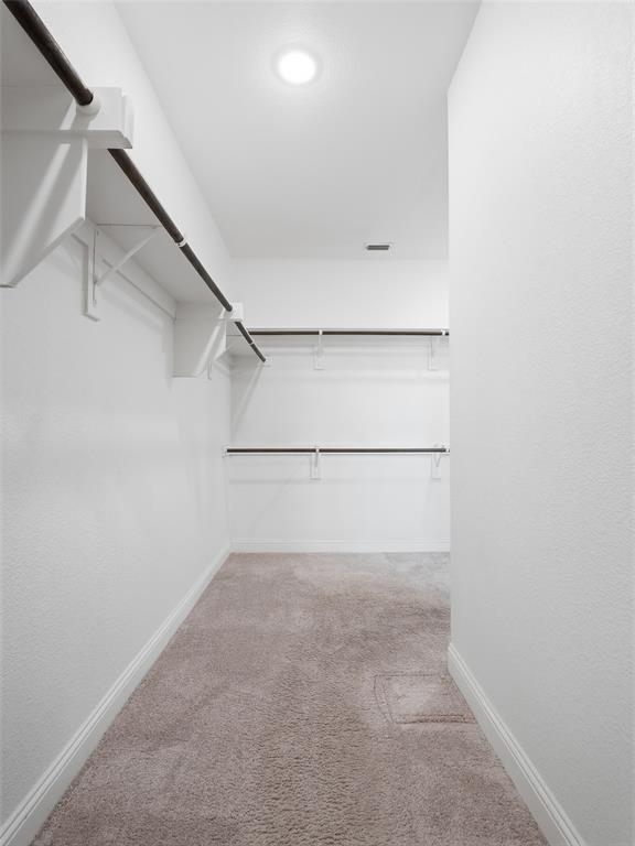 1128 Red Hawk Lane Forney, TX 75126 - Photo 20 of 37 Walk-in closet featuring built-in shelving, garment rods, recessed lighting, and carpet flooring