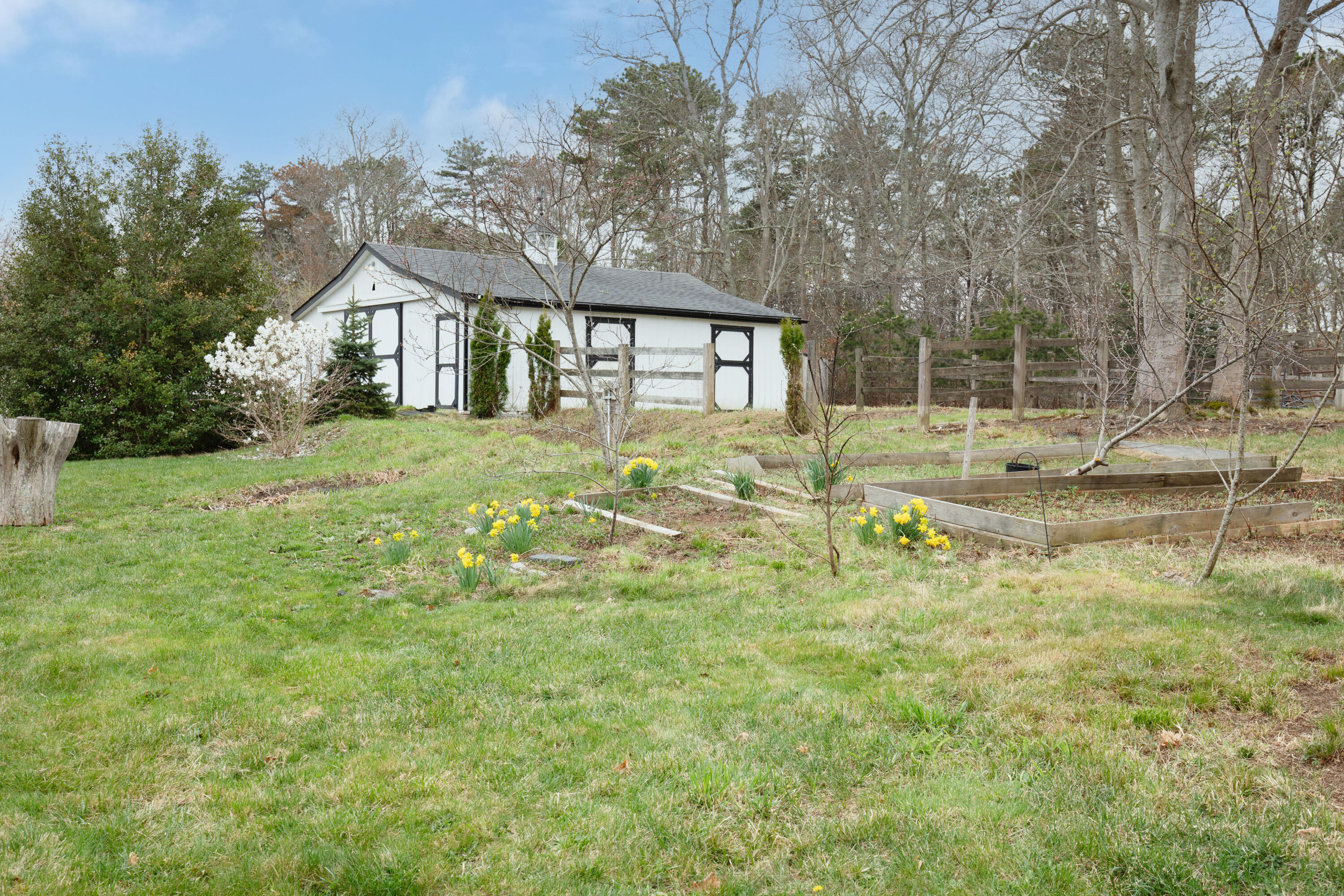39 Lovell's Lane Mashpee, MA 02649 - Photo 11 of 24 a backyard of a house with table and chairs