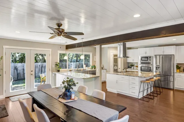 a kitchen with granite countertop lots of counter top space