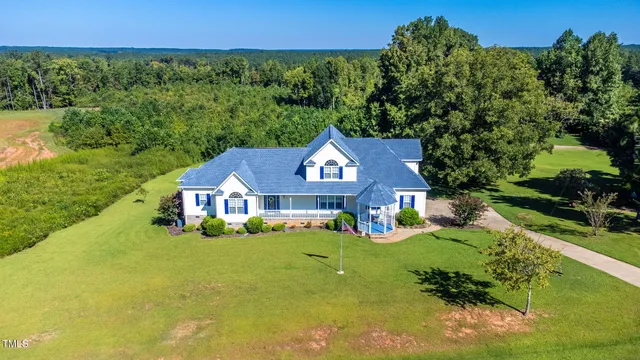 an aerial view of a house