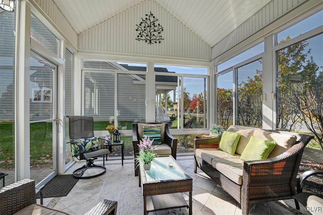 1039 Declaration Drive Bethlehem, PA 18017 - Photo 46 of 50 a outdoor space with patio the couches and a dining table with the view of the balcony