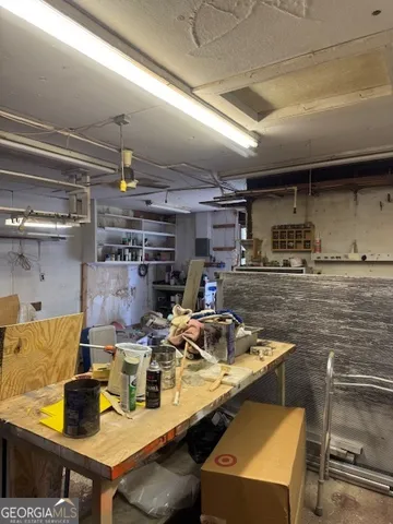 a view of a backyard with plants and large tree