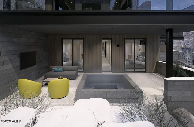 a view of a building with a large window