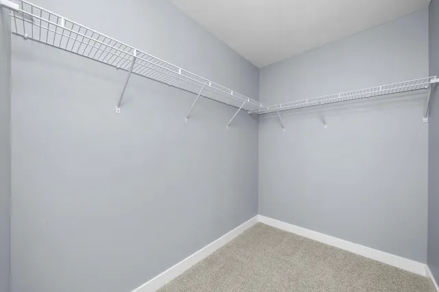 a view of a room with racks on the wall