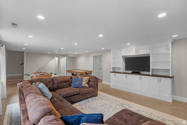 1896 West 800 North Mapleton, UT 84663 - Photo 28 of 55 Living room featuring recessed lighting and billiards table