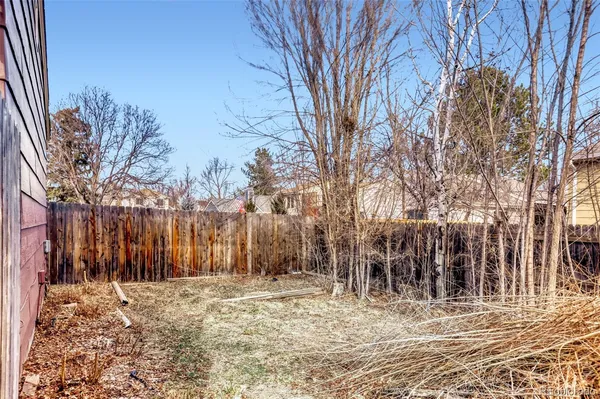 a view of a yard covered with snow