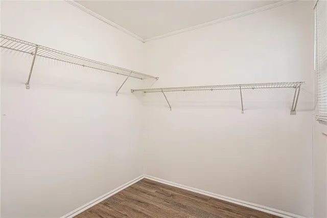 a view of a room with racks on the wall