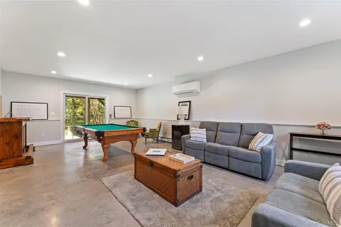 a living room with furniture and a couch