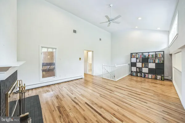 a view of a livingroom with a staircase