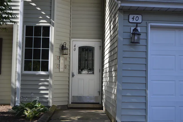 a view of front door and potted plants