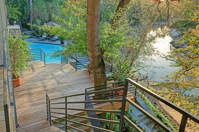 a view of a wooden bridge