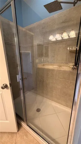 a bathroom with a shower