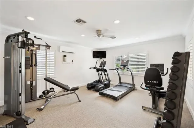 a view of a room with gym equipment