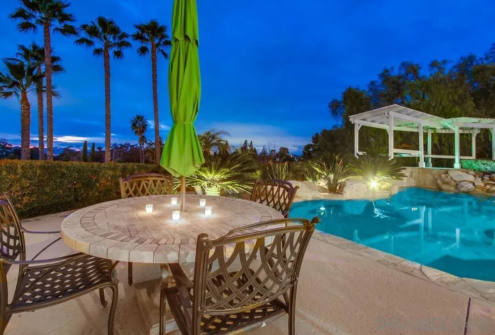 16157 Country Day Road Poway, CA 92064 - Photo 16 of 70 a view of a patio with table and chairs and potted plants