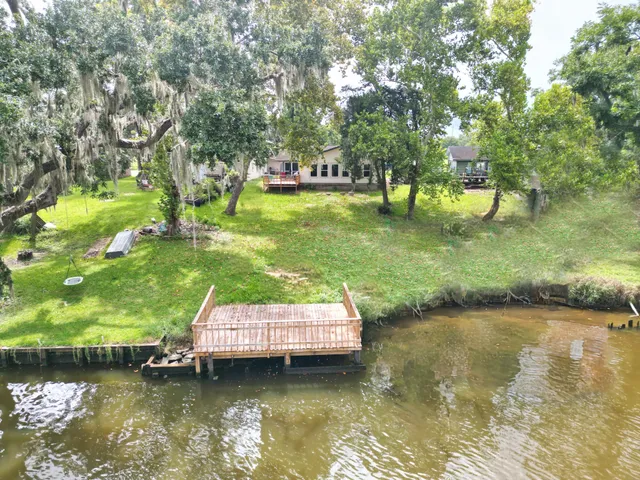 a view of a lake with houses