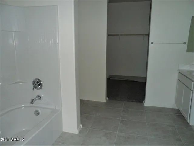 a bathroom with a bathtub