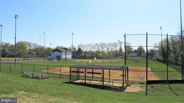 a view of a street sign under a large tree