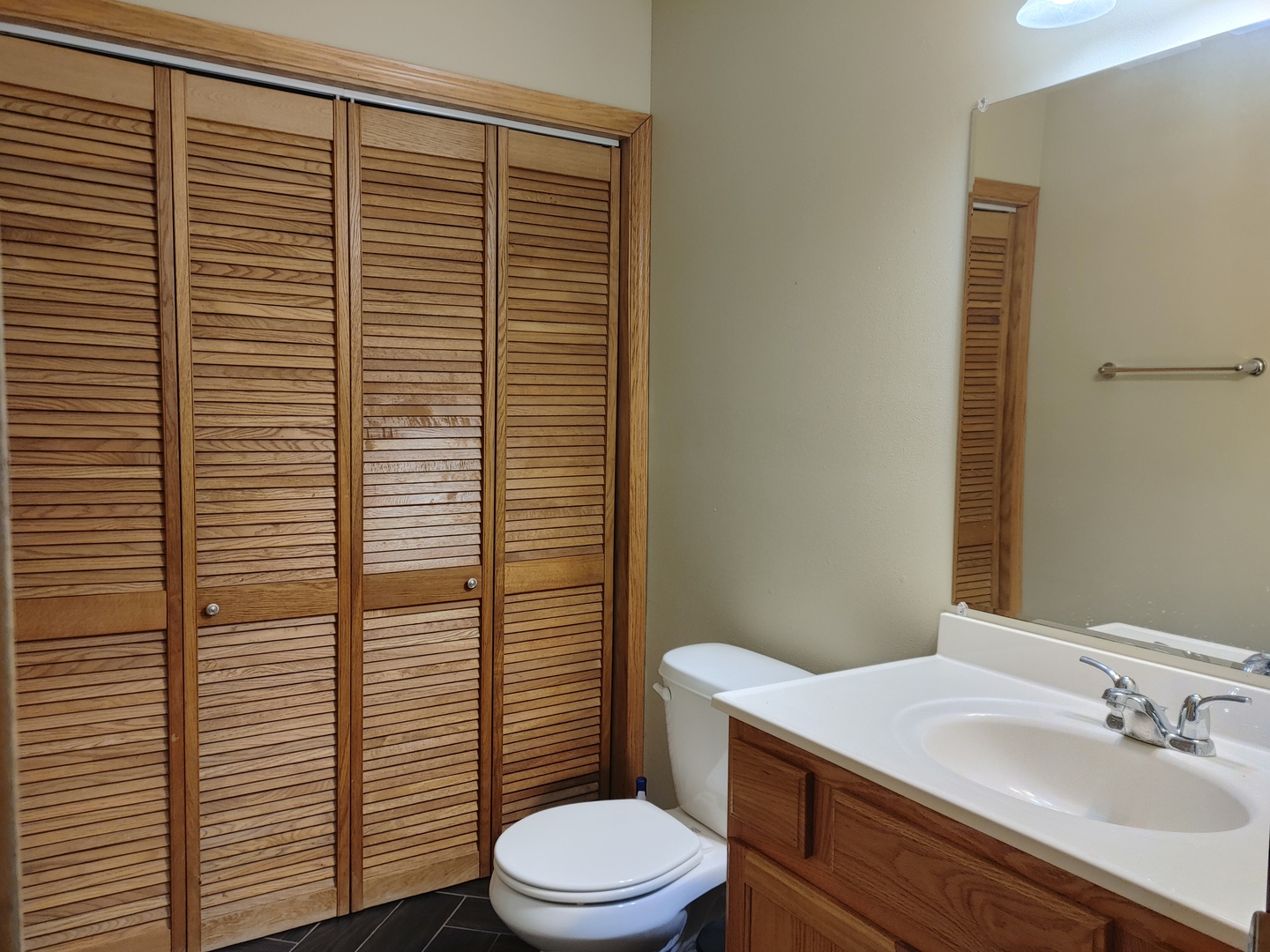 150 North Wooster Street, Unit 9 Capron, IL 61012 - Photo 18 of 23 a bathroom with a toilet a sink a mirror and shower