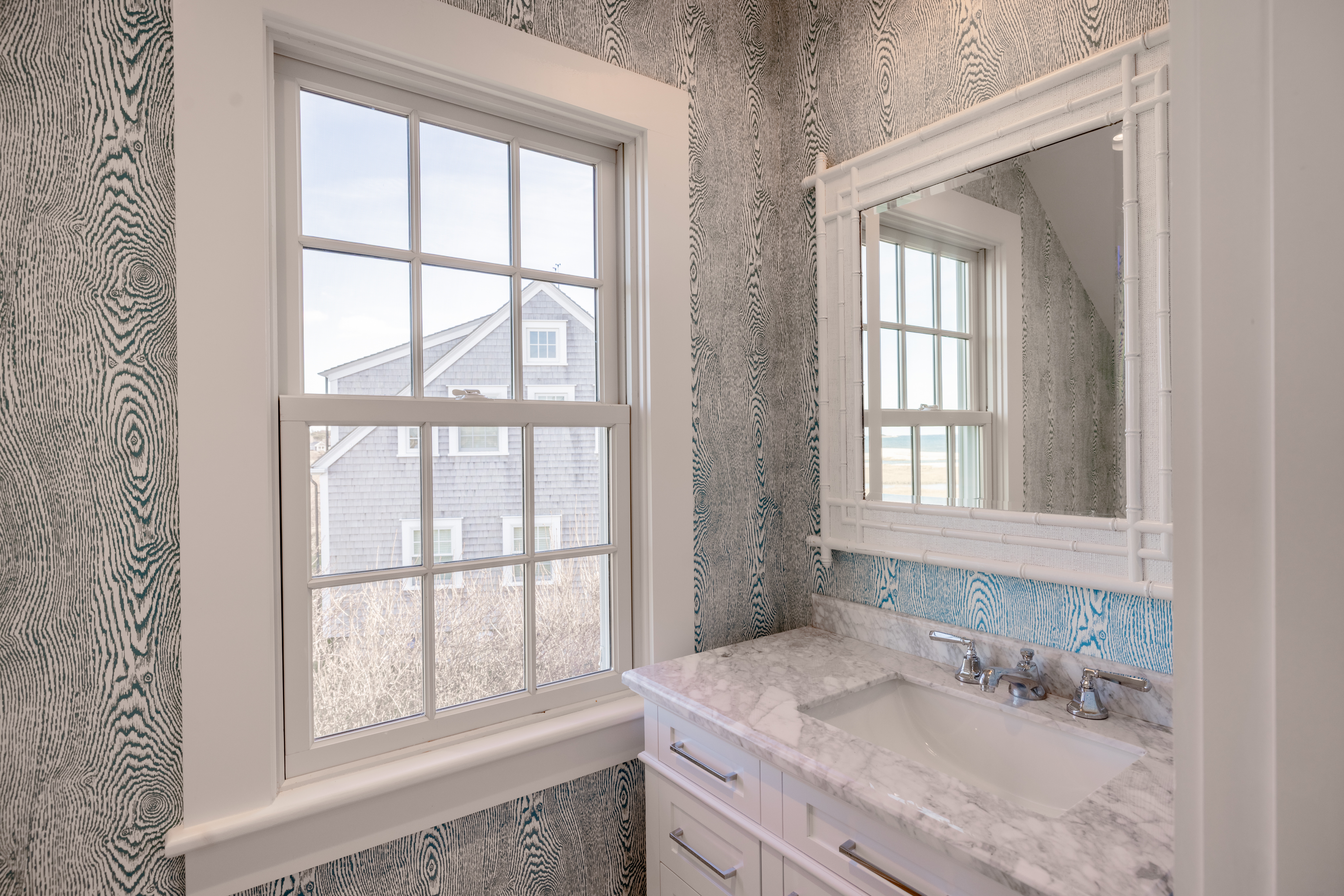 6 Harbor Terrace Nantucket, MA 02554 - Photo 16 of 18 a bathroom with a granite countertop sink and large window