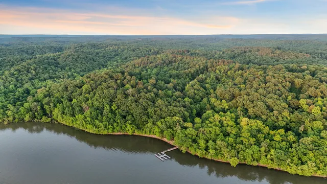 a view of a lake with a mountain in the background
