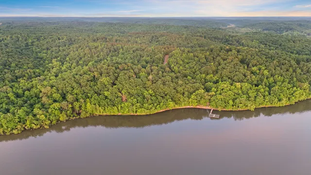 a view of a lake with a city view
