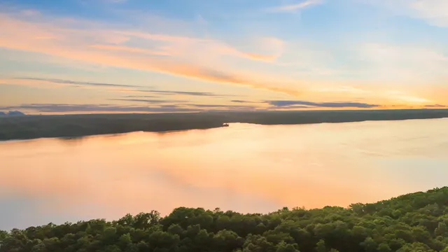 a view of lake with mountain