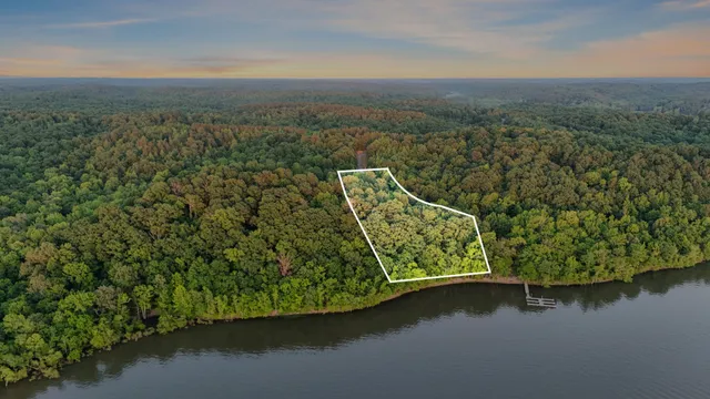 a view of a lake with a mountain in the back