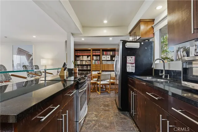 a kitchen with lots of counter top space