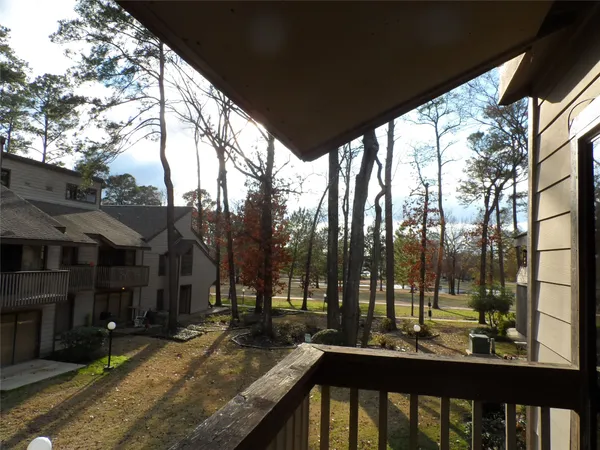 a view of street from a balcony