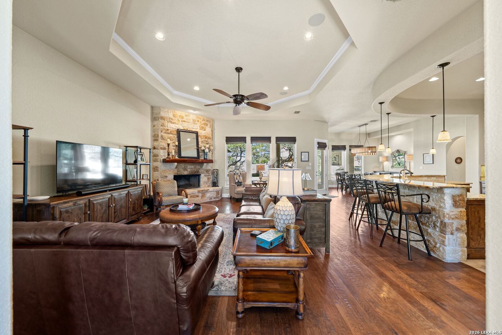 970 Flightline Spring Branch, TX 78070 - Photo 4 of 40 a living room with furniture and a flat screen tv