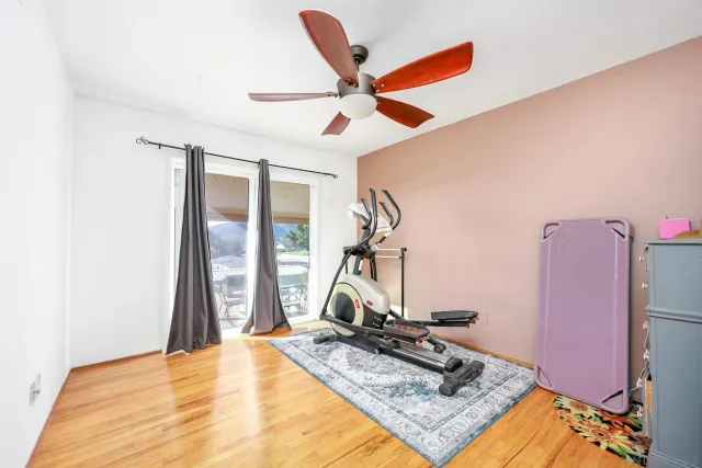 a view of a room with gym equipment