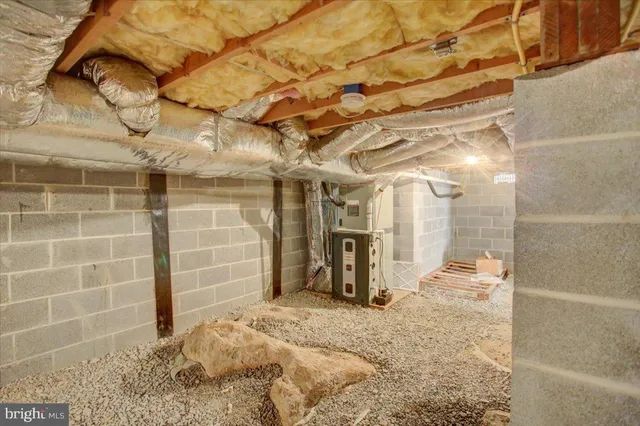 a view of a room with racks on the wall