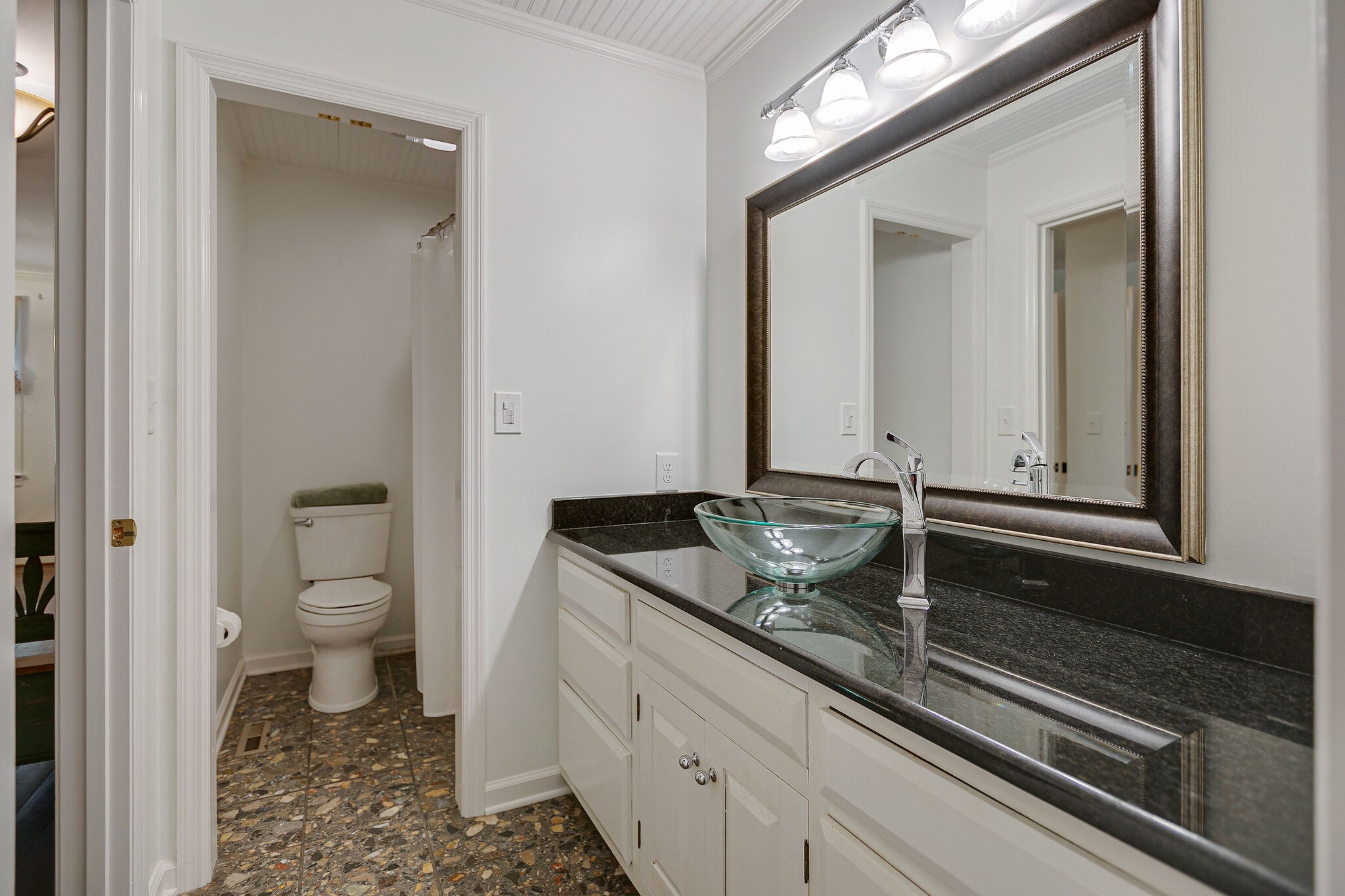 5629 Pinewood Road Franklin, TN 37064 - Photo 18 of 49 a bathroom with a granite countertop sink and a mirror